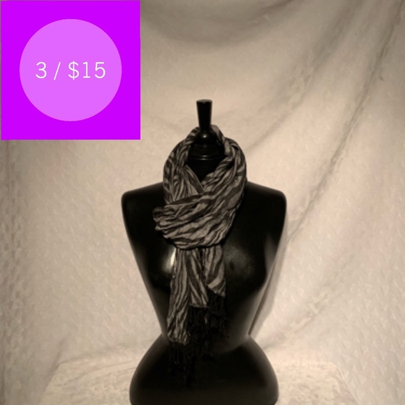 Accessories -  FINAL PRICE Zebra Print Scarf with black